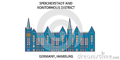 Germany, Hamburg City tourism landmarks, vector city travel illustration Vector Illustration