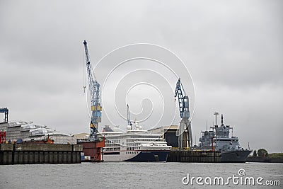 Container Terminal Altenwerder.Germany Hamburg. Editorial Stock Photo