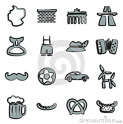 Germany Icons Freehand 2 Color Vector Illustration