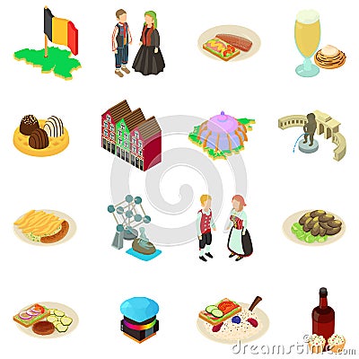 Germany icons set, isometric style Vector Illustration