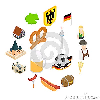 Germany isometric 3d icons Vector Illustration