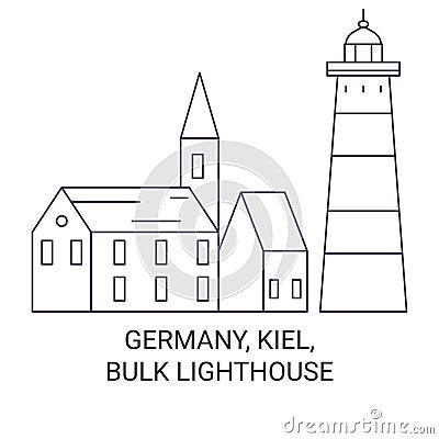 Germany, Kiel, Bulk Lighthouse travel landmark vector illustration Vector Illustration