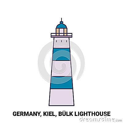 Germany, Kiel, Bulk Lighthouse travel landmark vector illustration Vector Illustration