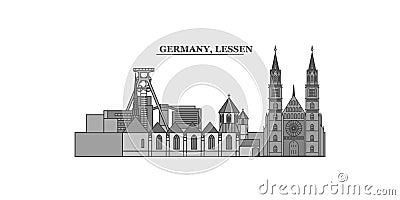 Germany, Lessen city skyline isolated vector illustration, icons Vector Illustration