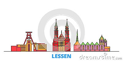 Germany, Lessen line cityscape, flat vector. Travel city landmark, oultine illustration, line world icons Vector Illustration