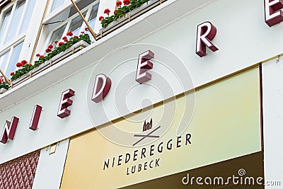 Germany, Luebeck, June 19, 2017, Niederegger Marzipan Store in Luebeck Editorial Stock Photo