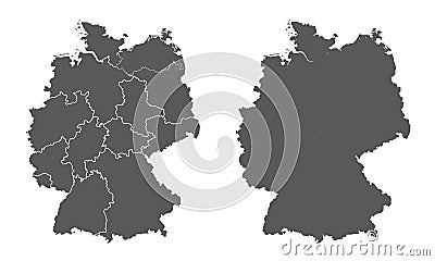 Germany map with division into federal lands and without division - vector Vector Illustration