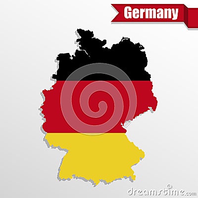 Germany map with Germany flag inside and ribbon Stock Photo