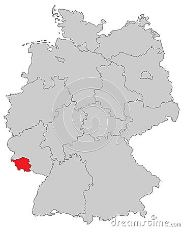 Germany - Map of Germany - `Saarland` - high detailed Stock Photo