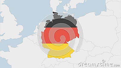 Germany Map Highlighted Flag Colors Pin Country Capital Berlin Neighboring European Countries 171833392 
