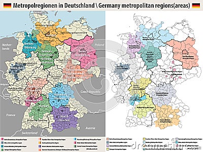 Germany metropolitan regions vector maps Vector Illustration