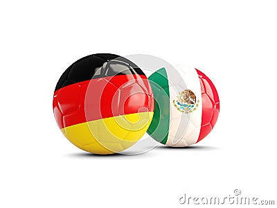 Germany and Mexico soccer balls on white background Cartoon Illustration