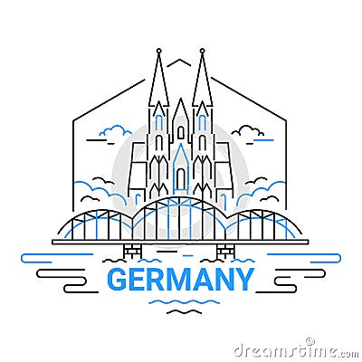 Germany - modern vector line travel illustration Vector Illustration