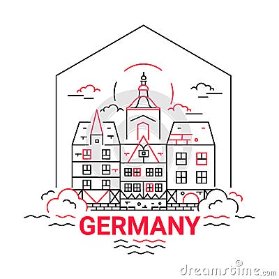 Germany - modern vector line travel illustration Vector Illustration