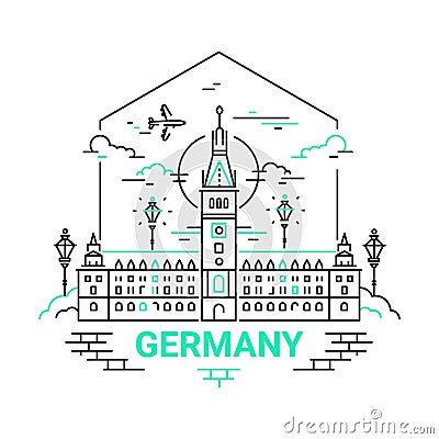 Germany - modern vector line travel illustration Vector Illustration