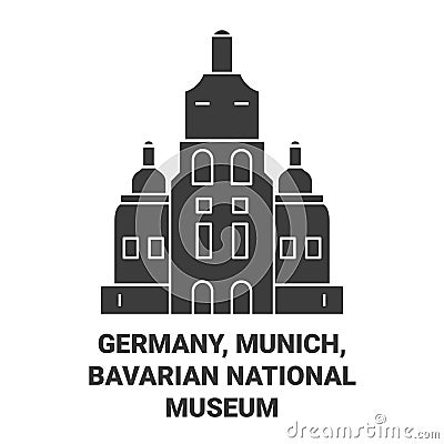 Germany, Munich, Bavarian National Museum travel landmark vector illustration Vector Illustration