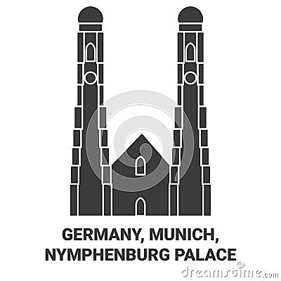 Germany, Munich, Nymphenburg Palace travel landmark vector illustration Vector Illustration