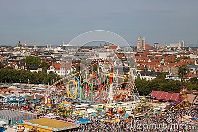 Rollercoaster OLYMPIA LOOPING on the oktoberfest in munich with Editorial Stock Photo