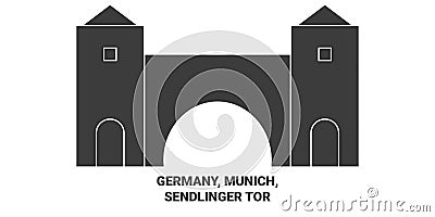 Germany, Munich, Sendlinger Tor travel landmark vector illustration Vector Illustration