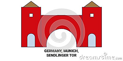 Germany, Munich, Sendlinger Tor travel landmark vector illustration Vector Illustration