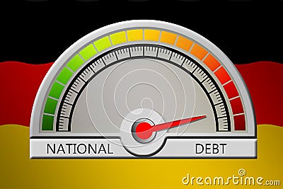 Germany national debt measuring device with arrow and scale Stock Photo