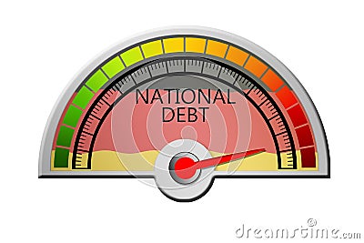 Germany national debt measuring device with arrow and scale Stock Photo