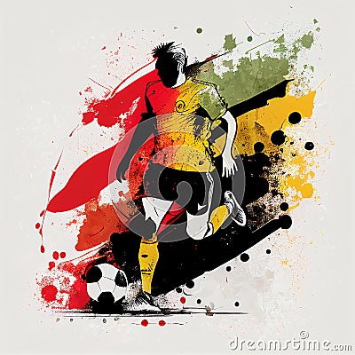 Germany national football player. Germany soccer team. German soccer poster. Abstract Belgian football background Stock Photo