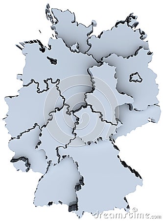 Germany national map Deutschland states 3D Stock Photo