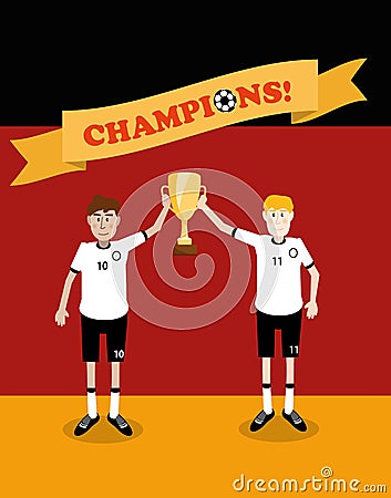 Germany national soccer players holding trophy cup Vector Illustration