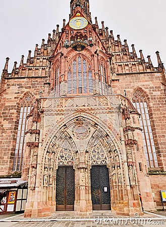 Germany Nuremberg Church of Sebald along Rhine river and Danube river Editorial Stock Photo