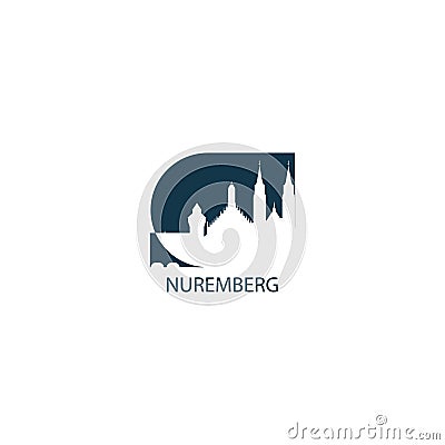 Nuremberg city skyline silhouette vector logo illustration Vector Illustration