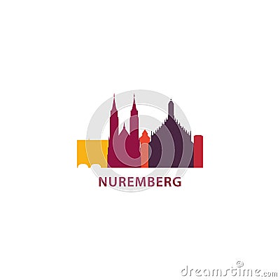 Nuremberg city skyline silhouette vector logo illustration Vector Illustration