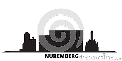 Germany, Nuremberg city skyline isolated vector illustration. Germany, Nuremberg travel black cityscape Vector Illustration