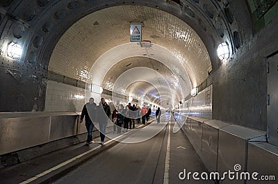 Germany. Old tunnel under the river Elbe in Hamburg. February 13, 2018 Editorial Stock Photo