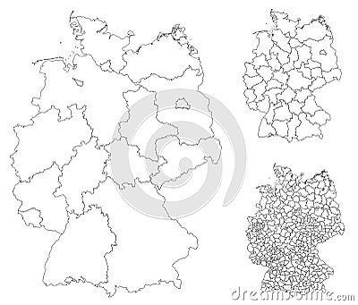 Germany outline map administrative regions Vector Illustration