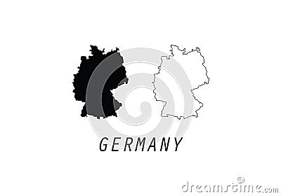 Germany outline map national borders Vector Illustration