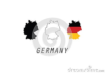 Germany outline map national borders Vector Illustration