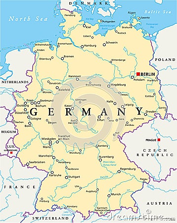 Germany Political Map Vector Illustration