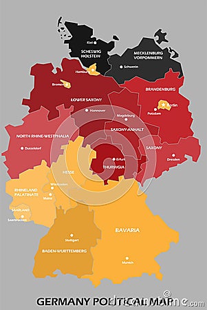 Germany political map divide by state colorful outline simplicity style Vector Illustration