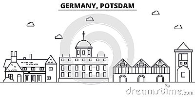 Germany, Potsdam architecture line skyline illustration. Linear vector cityscape with famous landmarks, city sights Vector Illustration