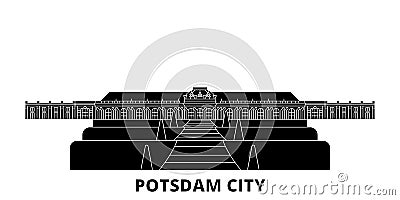 Germany, Potsdam City flat travel skyline set. Germany, Potsdam City black city vector illustration, symbol, travel Vector Illustration