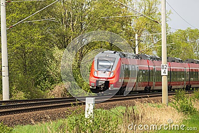 A class 442 train is on its way to Senftenberg . Editorial Stock Photo