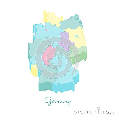 Germany region map: colorful isometric top view. Vector Illustration