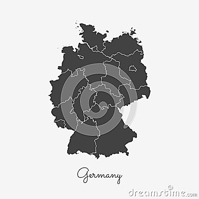 Germany region map: grey outline on white. Vector Illustration