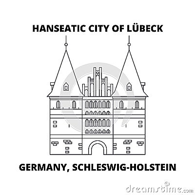 Germany, Schleswig-Holstein, Hanseatic City Of Lubeck line icon concept. Germany, Schleswig-Holstein, Hanseatic City O Vector Illustration