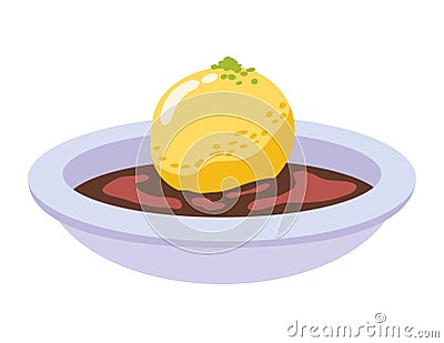 germany semolina dumpling soup Vector Illustration