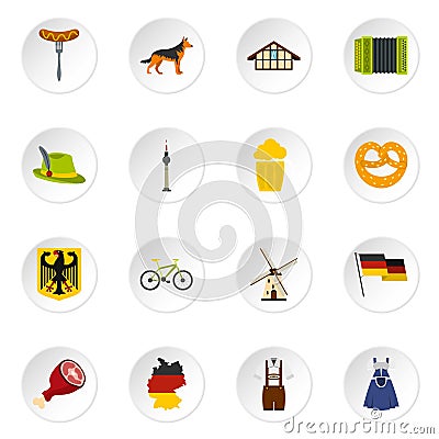 Germany set flat icons Vector Illustration