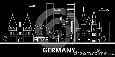 Germany silhouette skyline. Germany vector city, german linear architecture, buildingtravel illustration, outline Vector Illustration