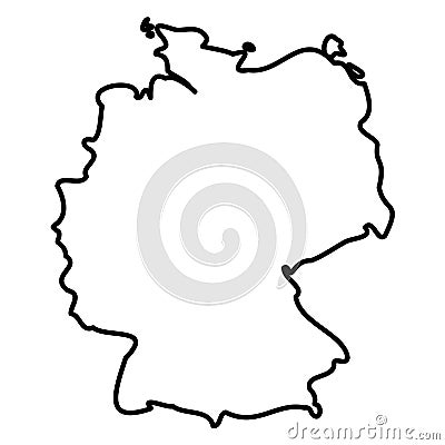 Germany - solid black outline border map of country area. Simple flat vector illustration Vector Illustration