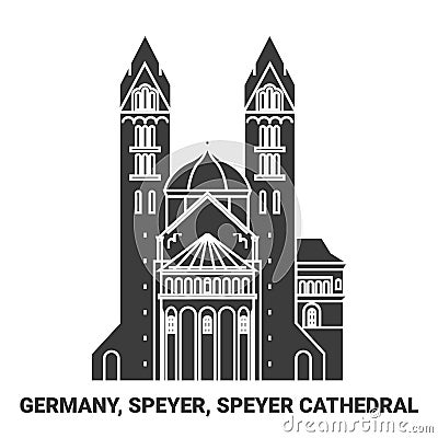 Germany, Speyer, Speyer Cathedral travel landmark vector illustration Vector Illustration